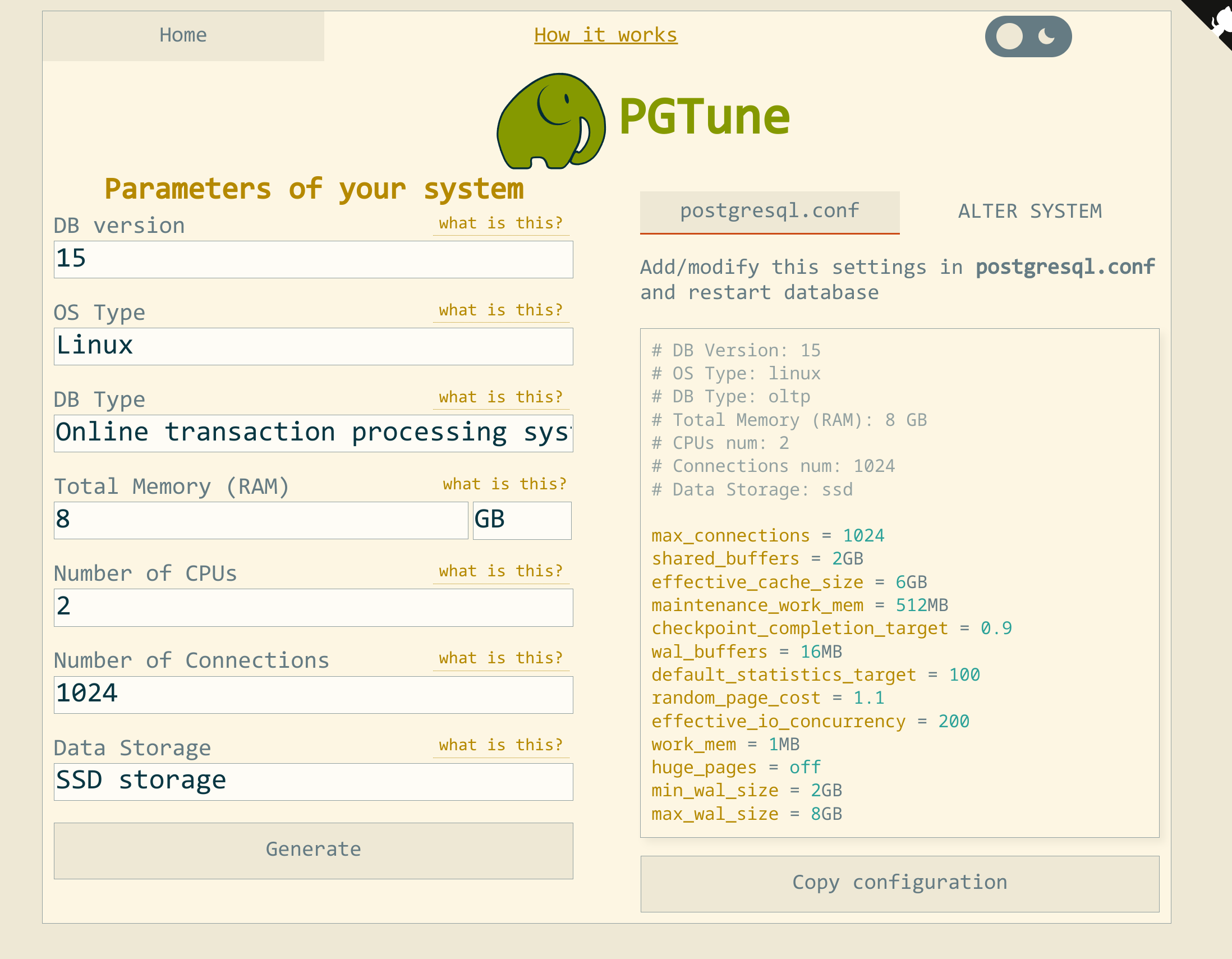PGTune Example